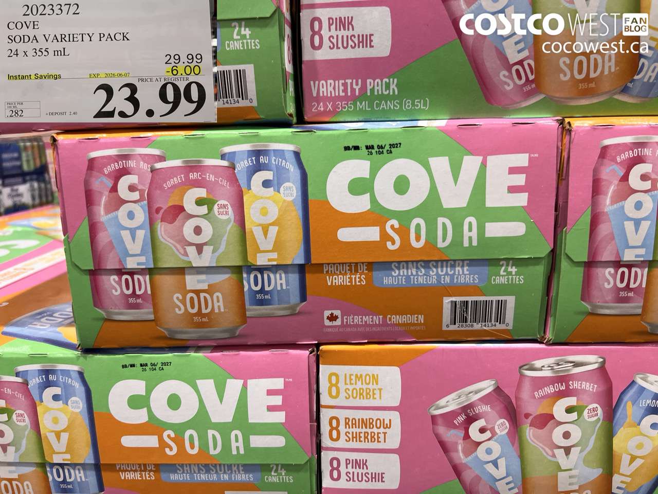COVE SODA VARIETY PACK 24 X 355 ML