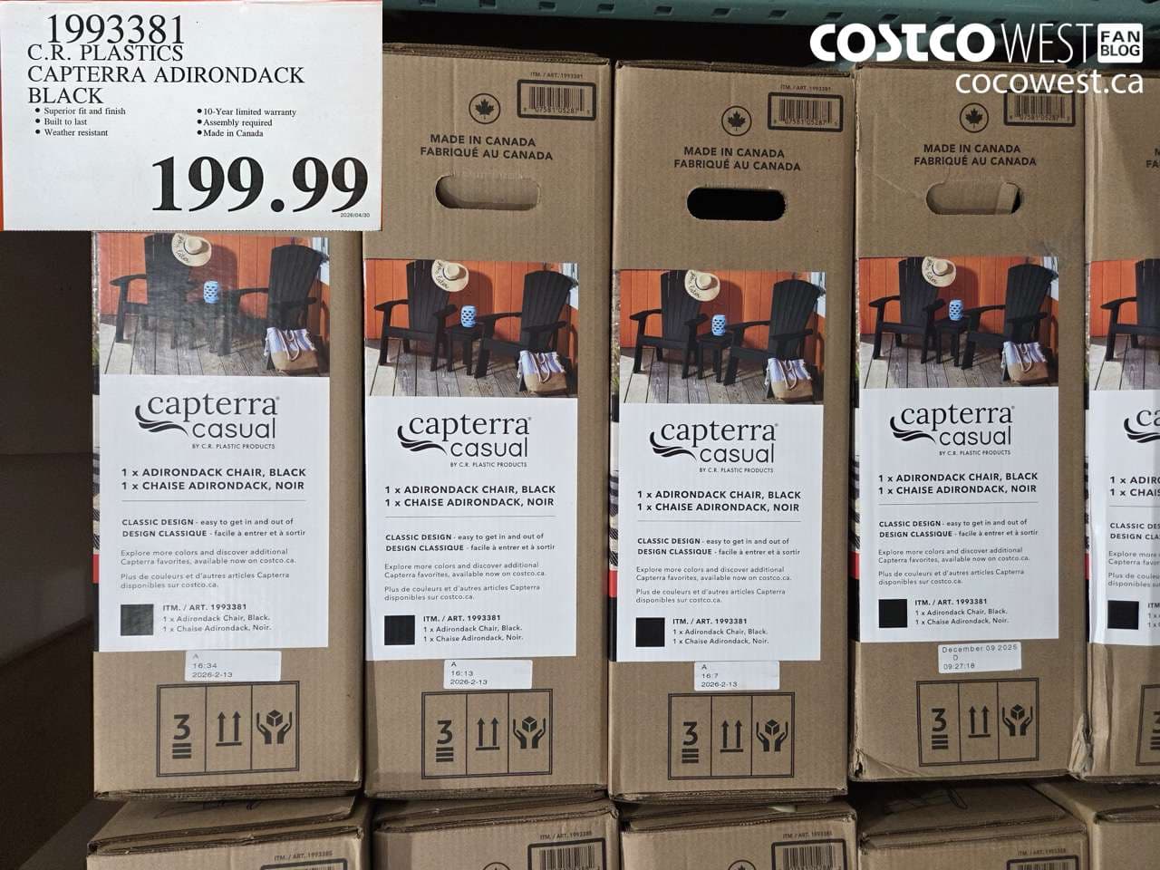 C.R. PLASTICS CAPTERRA ADIRONDACK BLACK