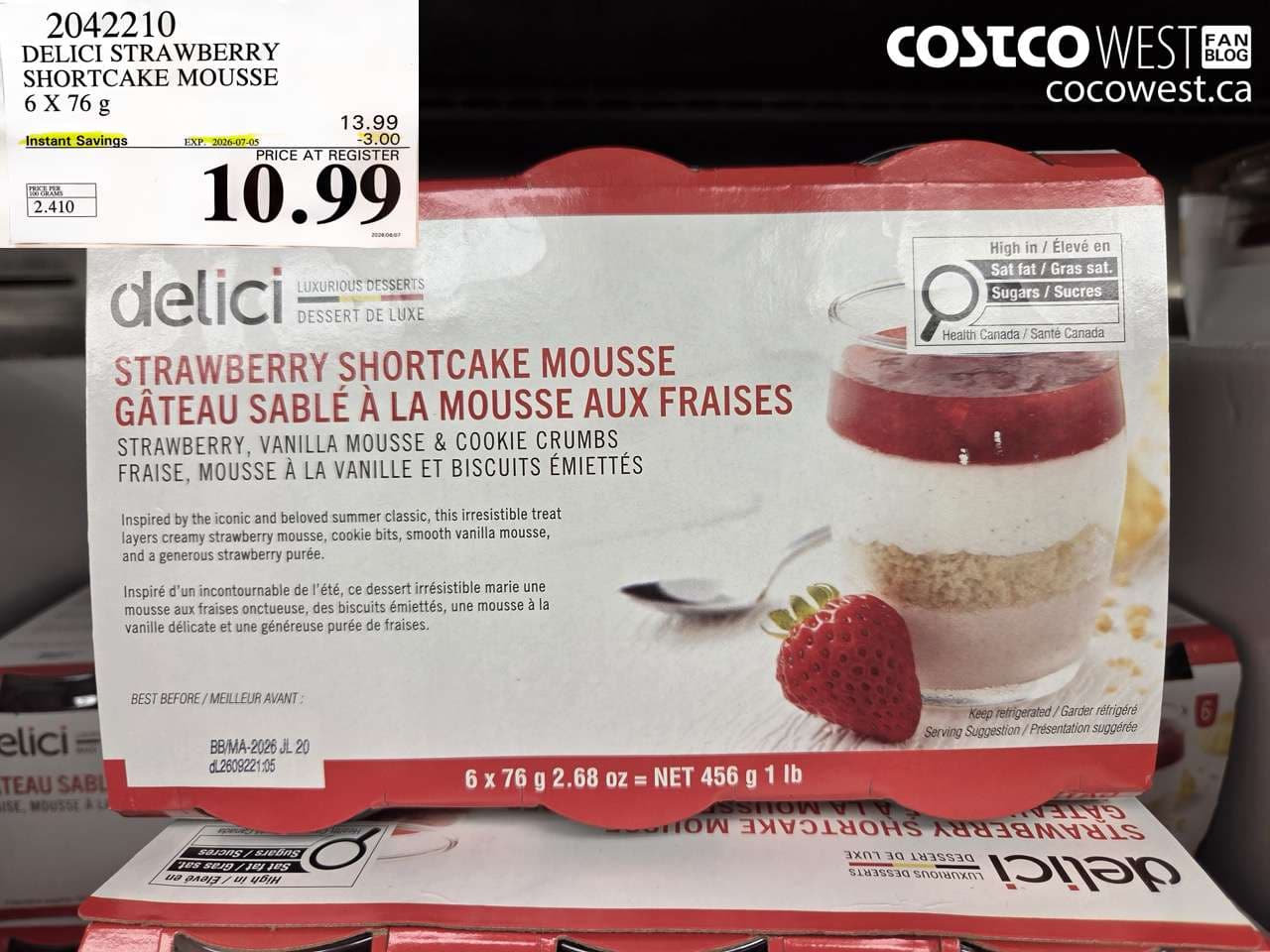 delici strawberry shortcake mousse 6 x 76 g