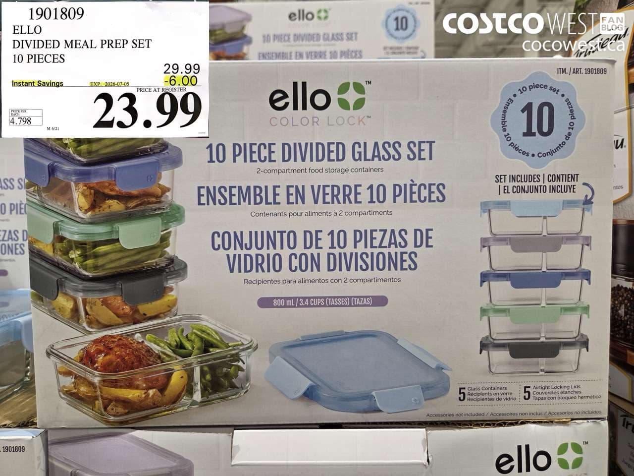 ello divided meal prep set 10 pieces