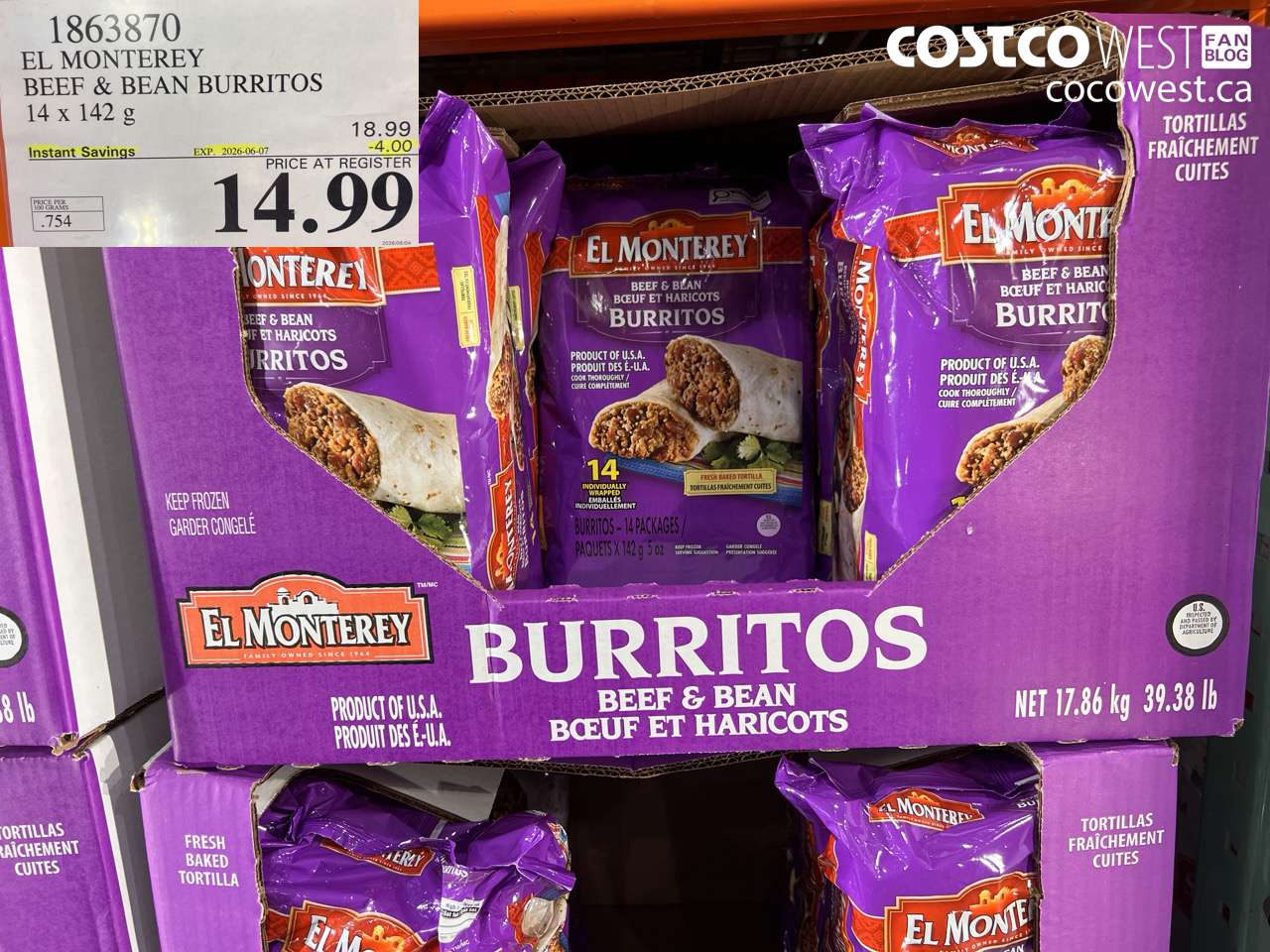EL MONTEREY BEEF & BEAN BURRITOS 14 X 142 G