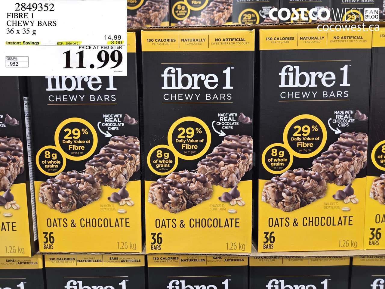 fibre 1 chewy bars 36 x 35 g