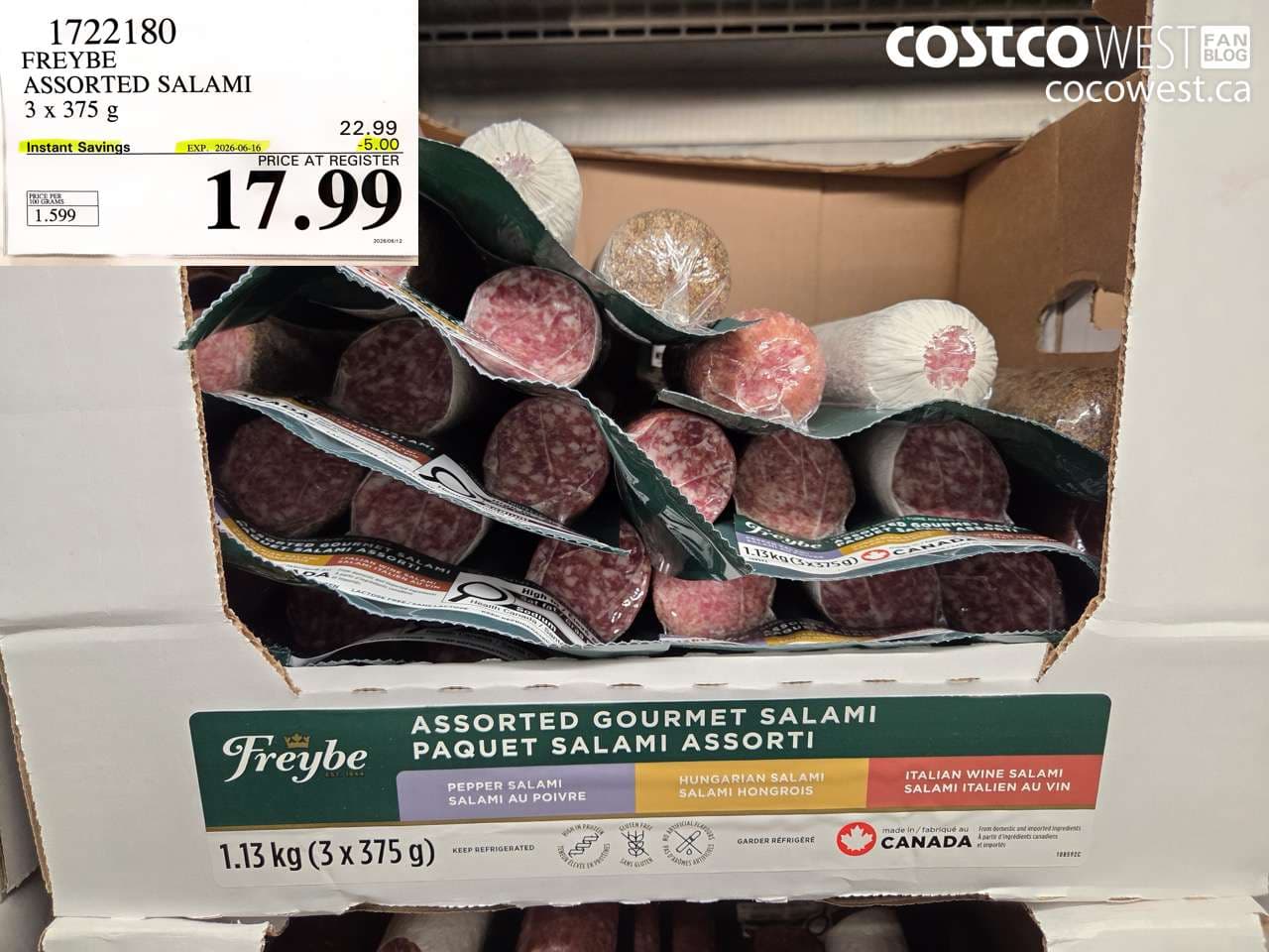 freybe assorted salami 3 x 375 g