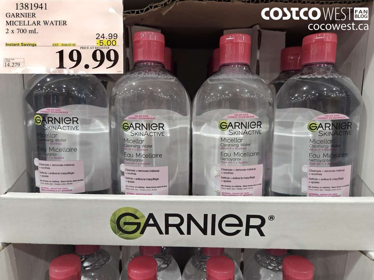 garnier micellar water 2 x 700 ml