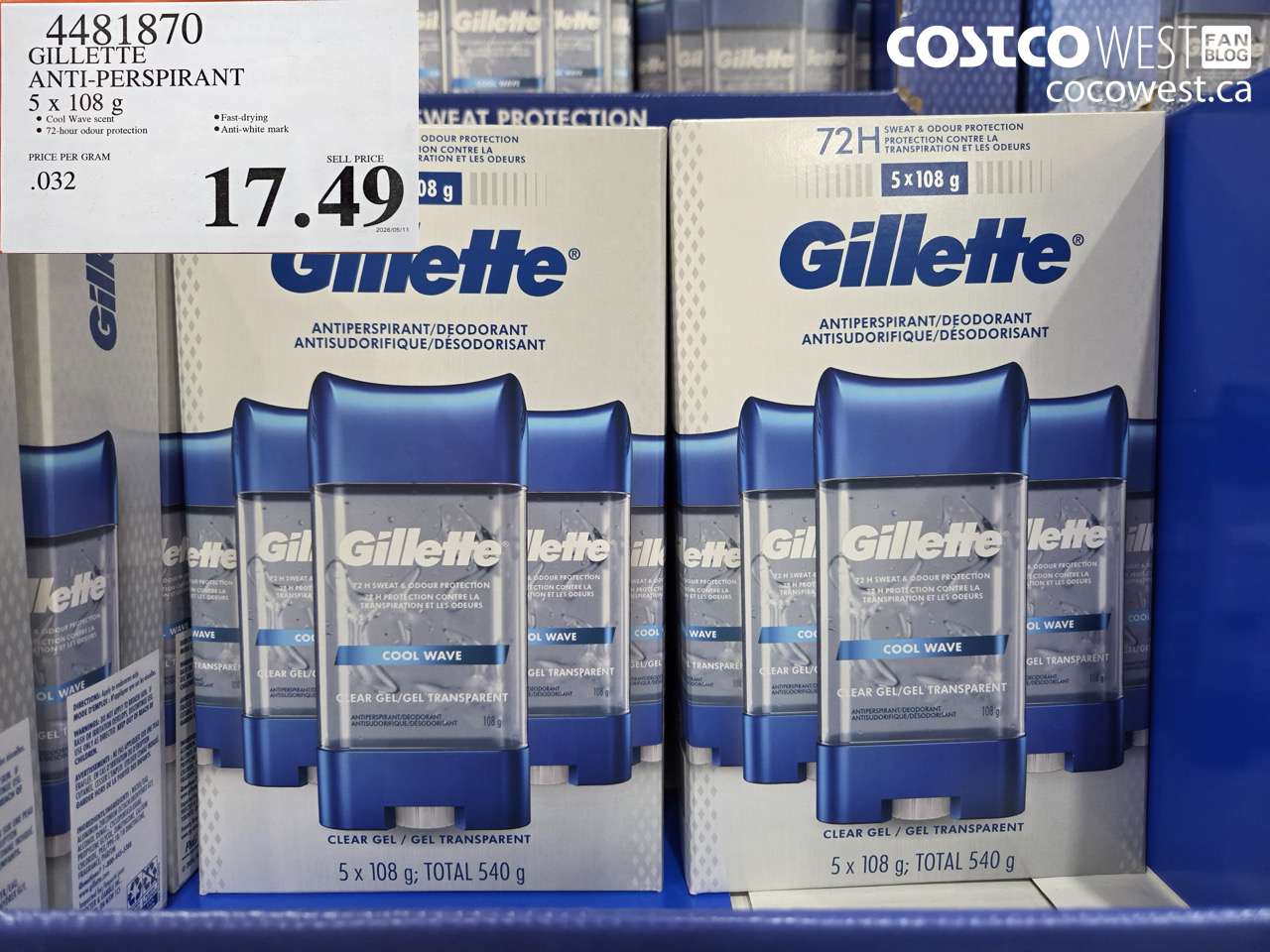 gillette antiperspirant 5 x 108 g