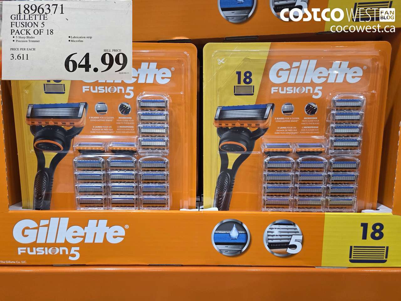 gillette fusion 5 pack of 18