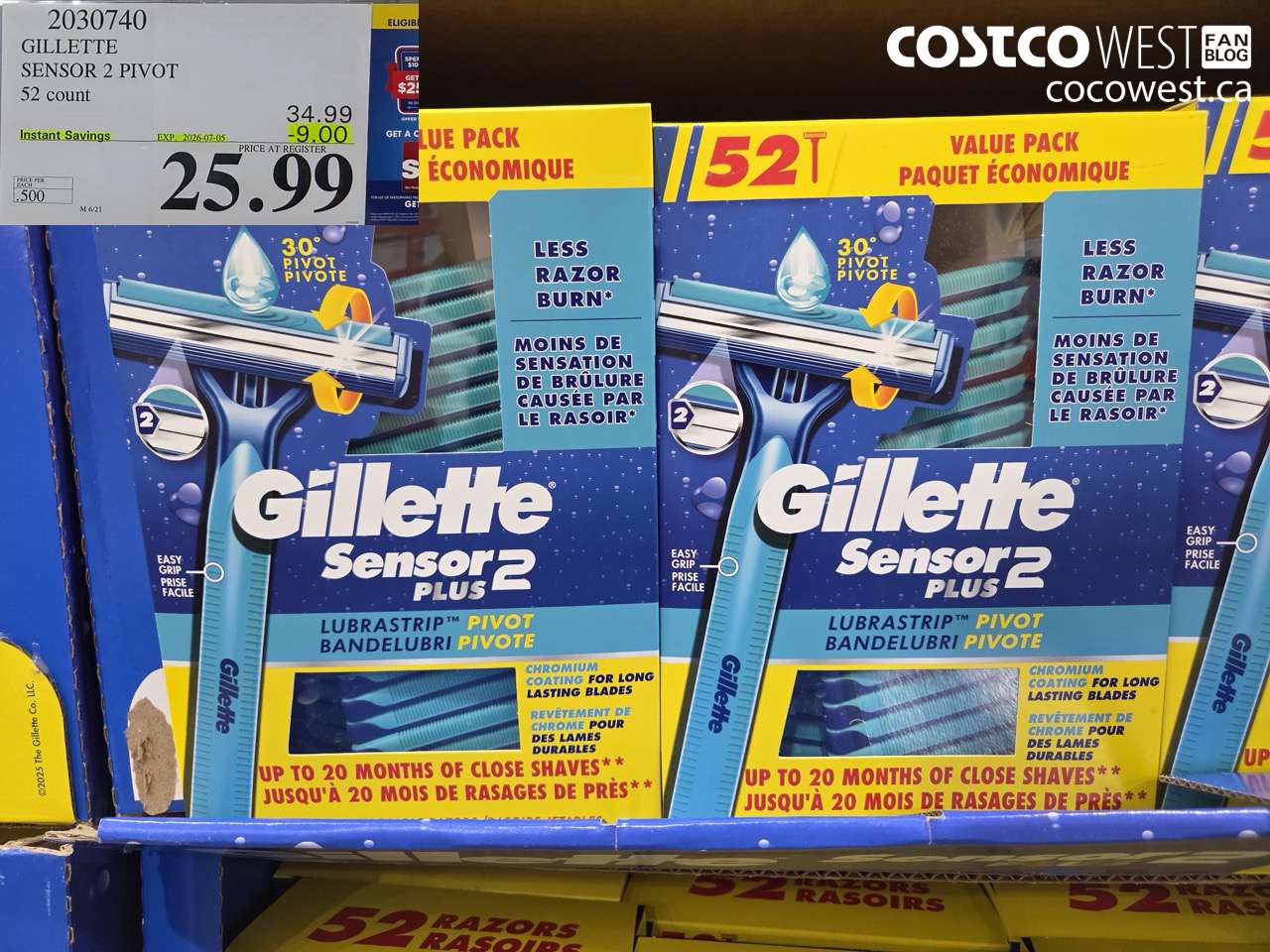 GILLETTE SENSOR 2 PIVOT 52 COUNT