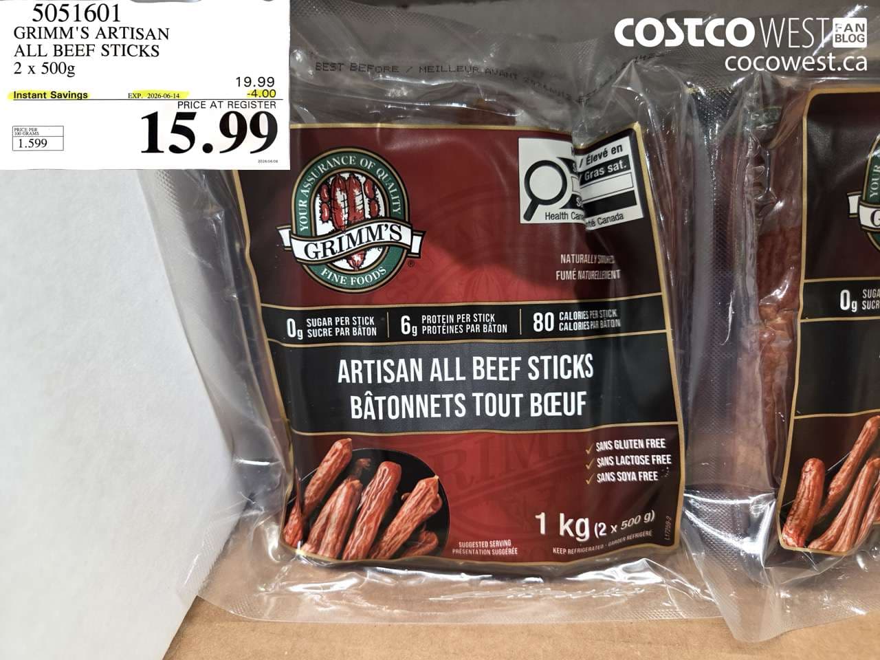grimms artisan all beef sticks 2 x 500g