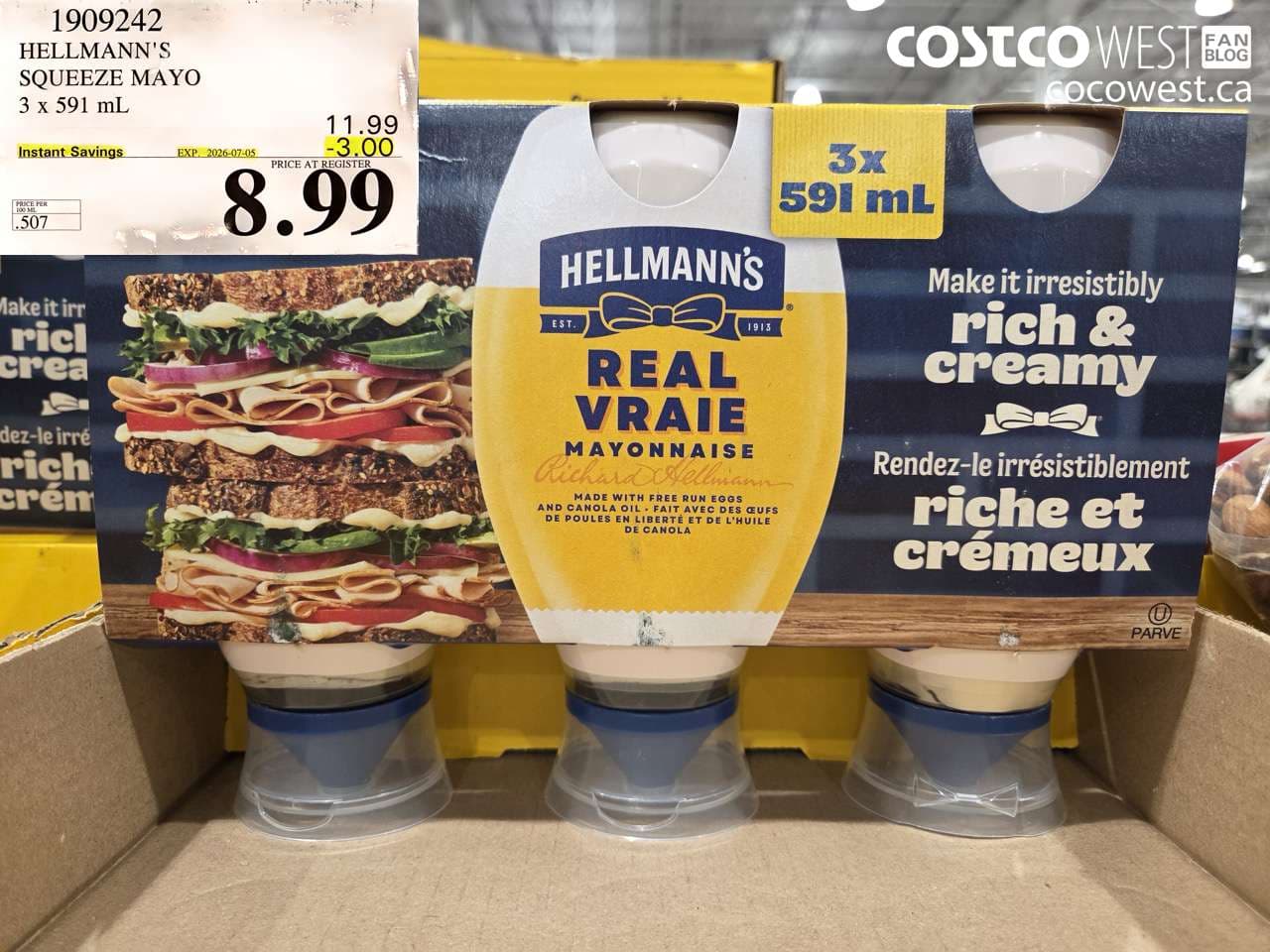 hellmanns squeeze mayo 3 x 591 ml