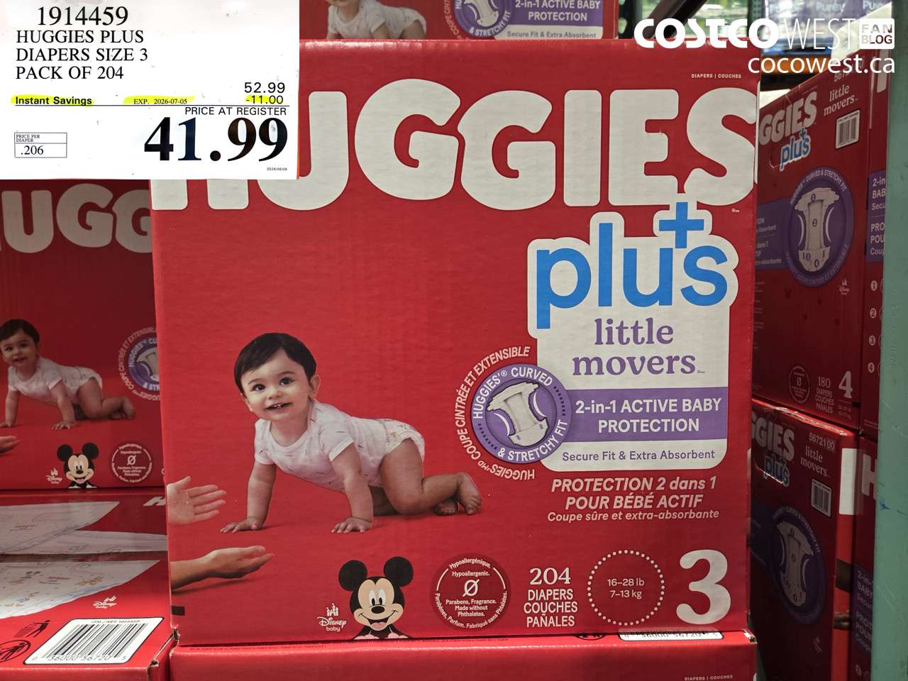 huggies plus diapers size 3 pack of 204
