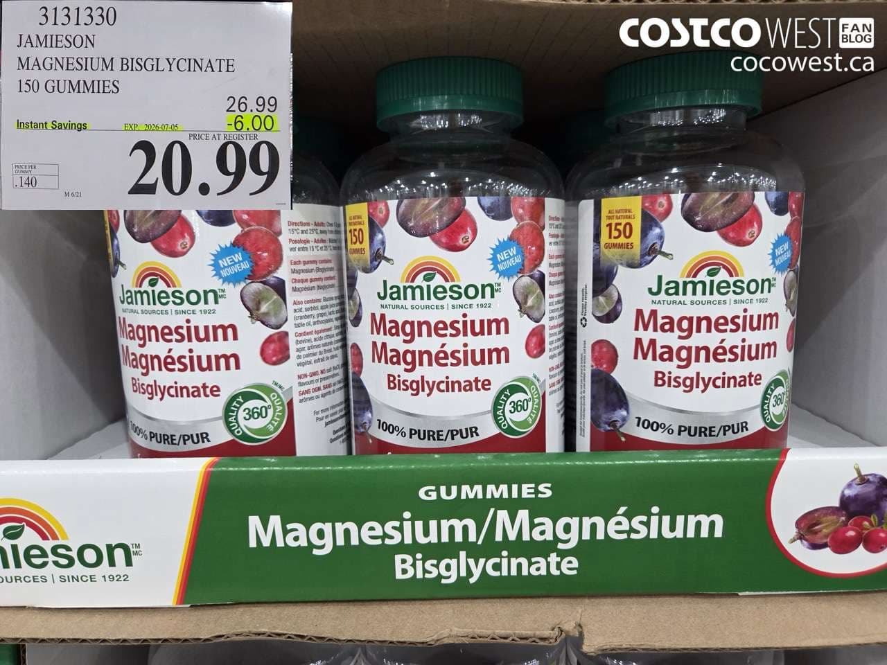 JAMIESON MAGNESIUM BISGLYCINATE 150 GUMMIES