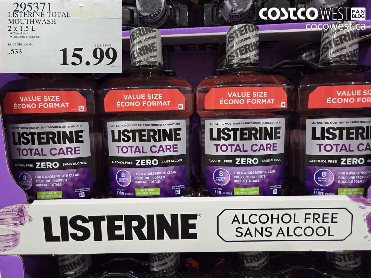 listerine total mouthwash 2 x 15 l