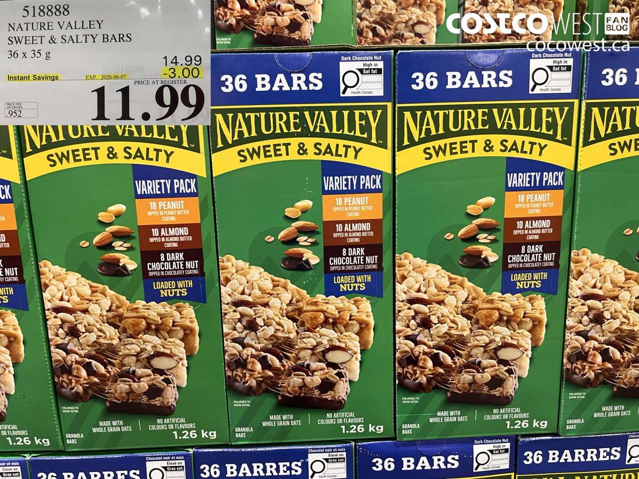 nature valley sweet  salty bars 36 x 35 g