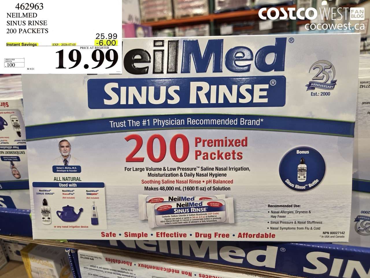 neilmed sinus rinse 200 packets