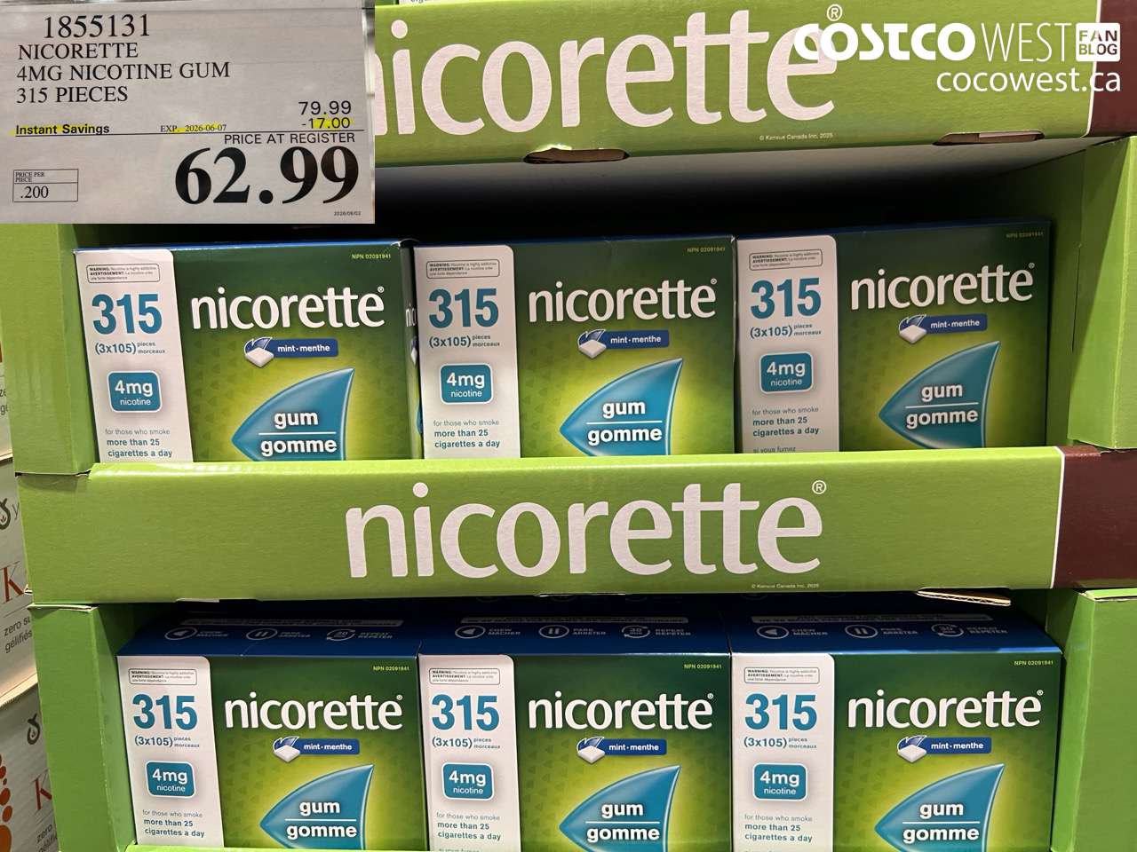 nicorette 4mg nicotine gum 315 pieces