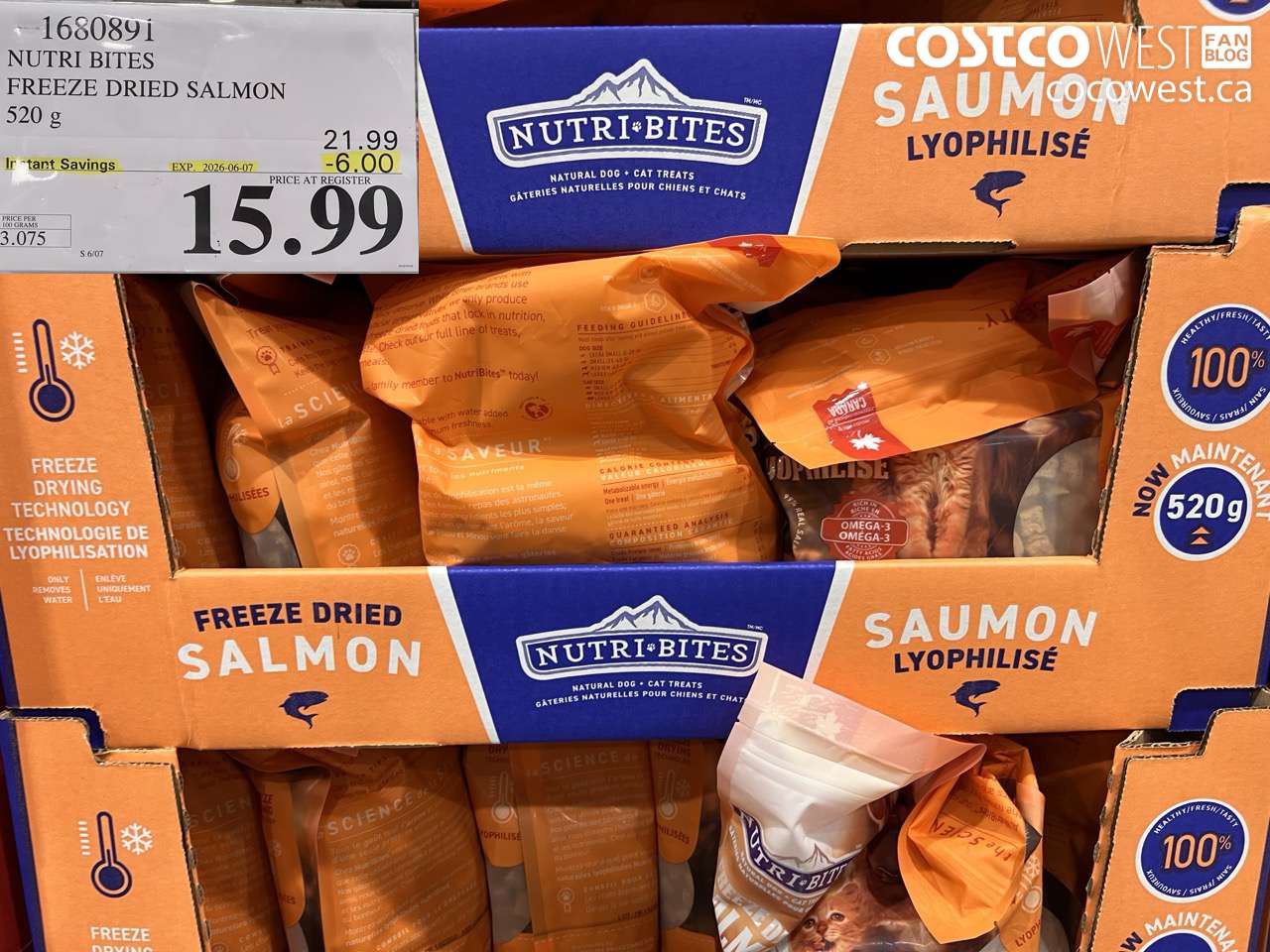 nutri bites freeze dried salmon 520 g
