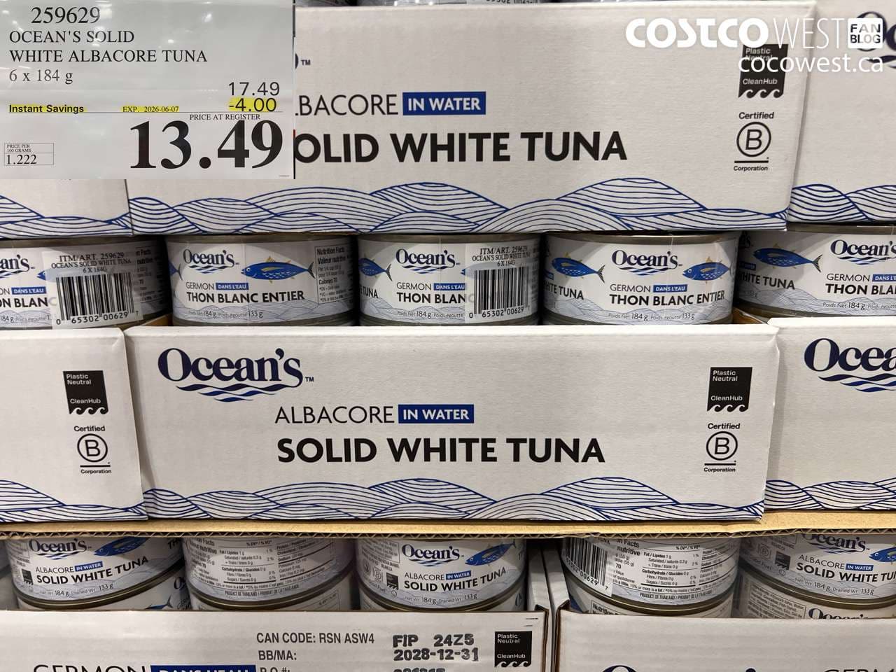oceans solid white albacore tuna 6 x 184 g