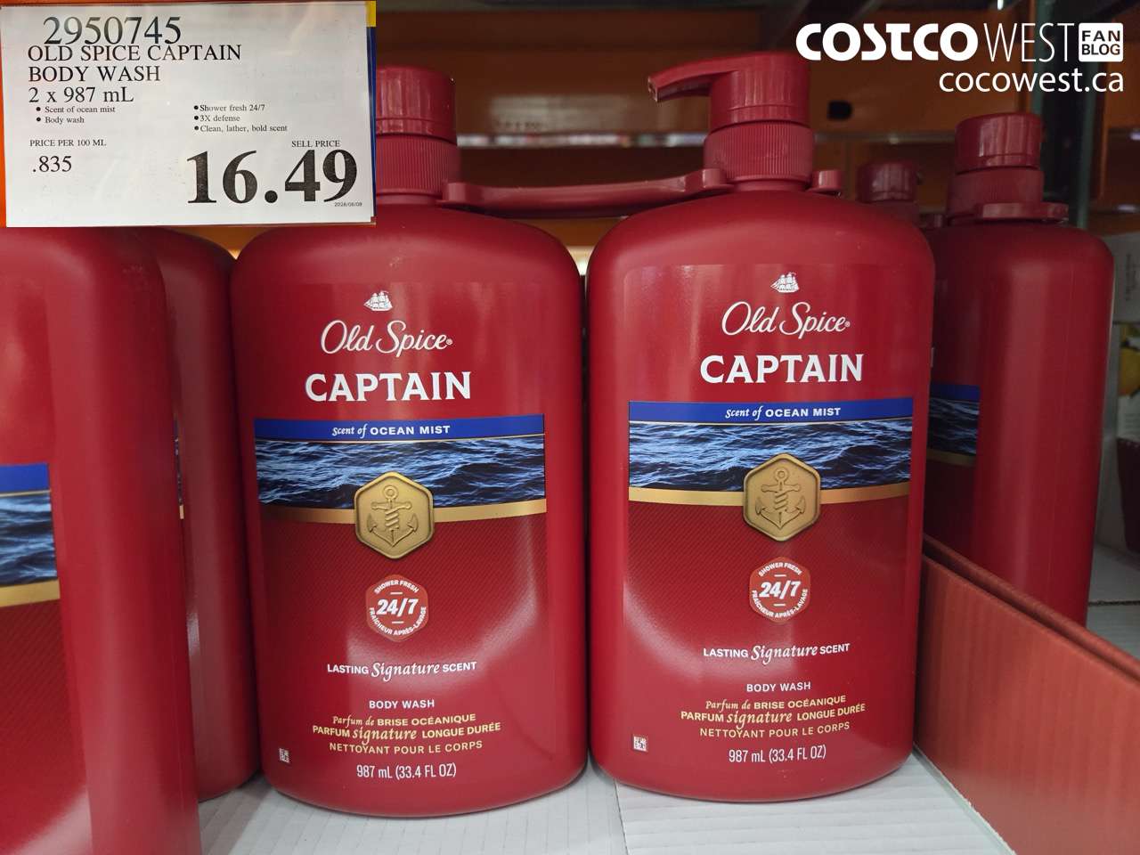 old spice captain body wash 2 x 987 ml