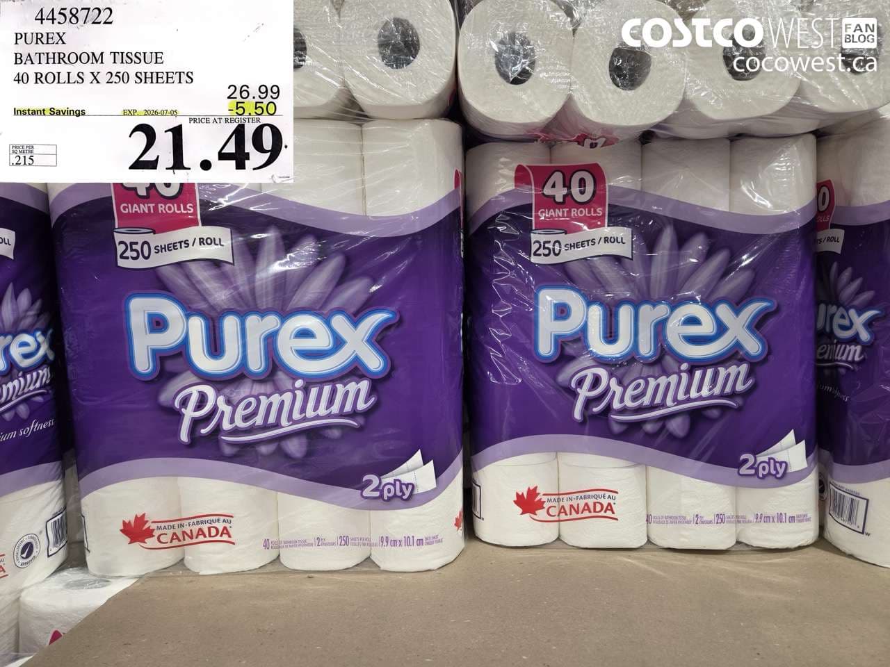 purex bathroom tissue 40 rolls x 250 sheets