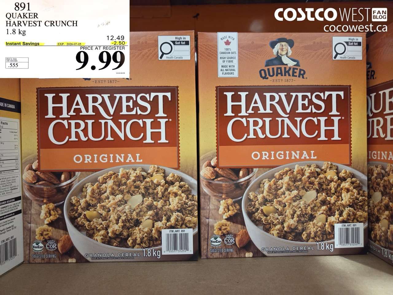 quaker harvest crunch 18 kg