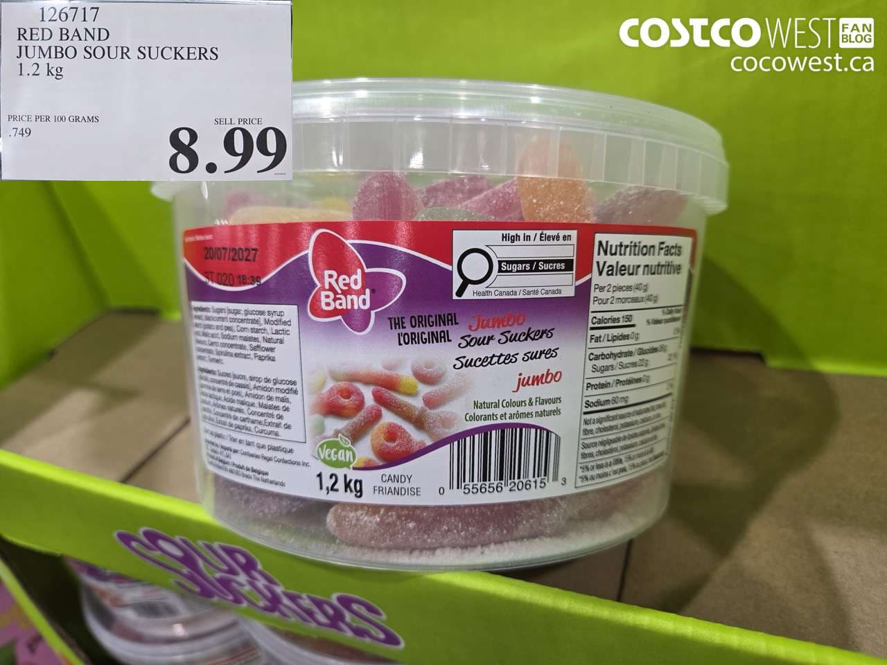 RED BAND JUMBO SOUR SUCKERS 1.2 KG
