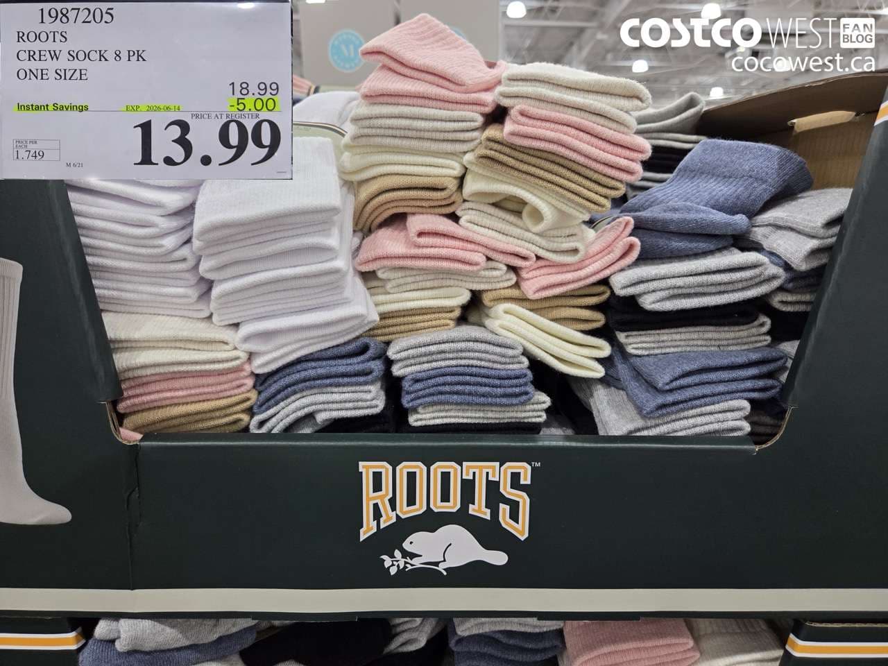 ROOTS CREW SOCK 8 PK ONE SIZE