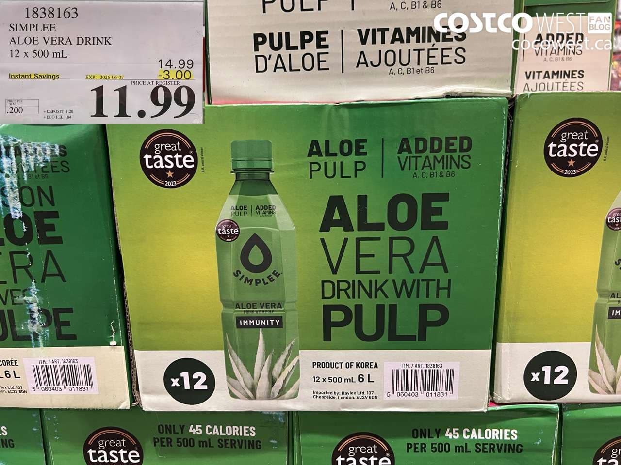 SIMPLEE ALOE VERA DRINK 12 X 500 ML