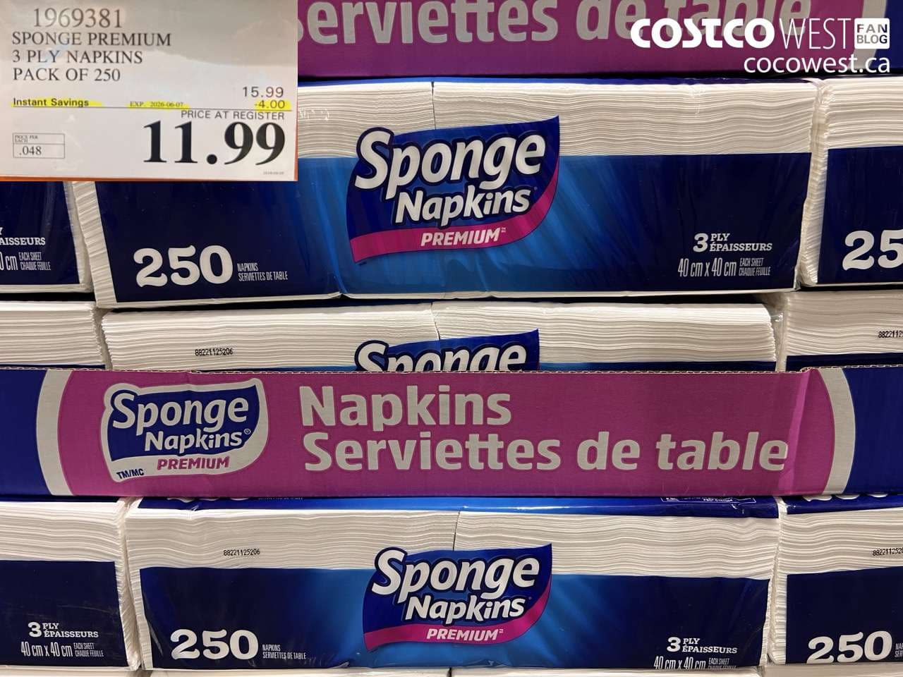 SPONGE PREMIUM 3 PLY NAPKINS PACK OF 250