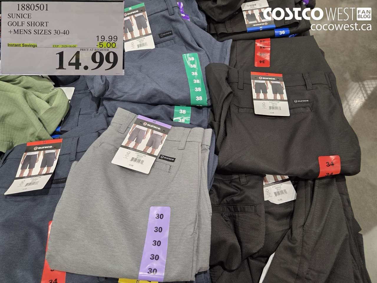 sunice golf short  mens sizes 3040