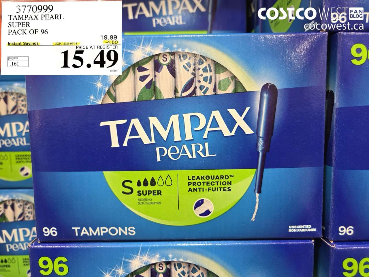 tampax pearl super pack of 96