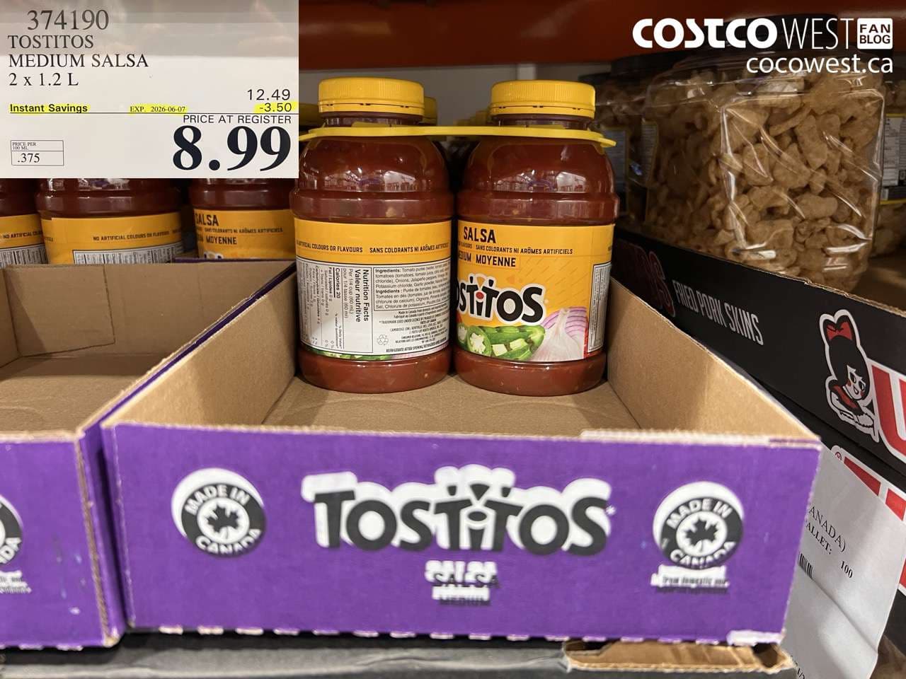 TOSTITOS MEDIUM SALSA 2 X 1.2 L