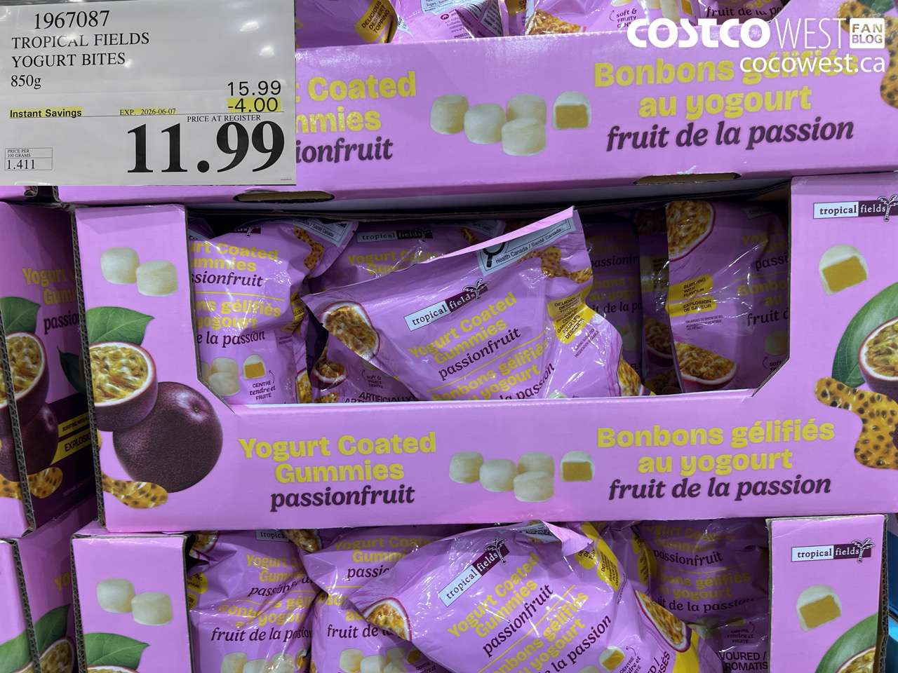 tropical fields yogurt bites 850g