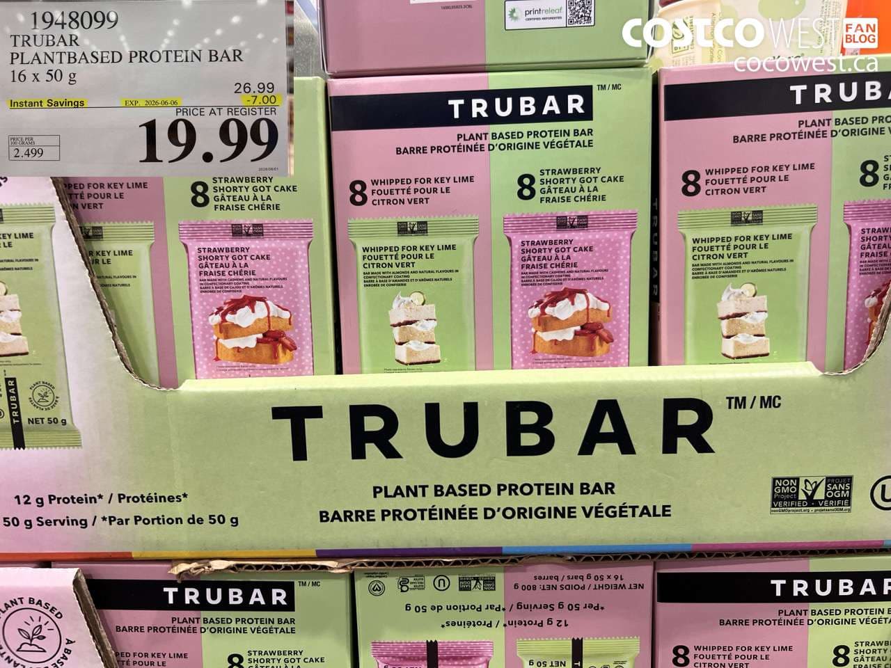 trubar plantbased protein bar 16 x 50 g