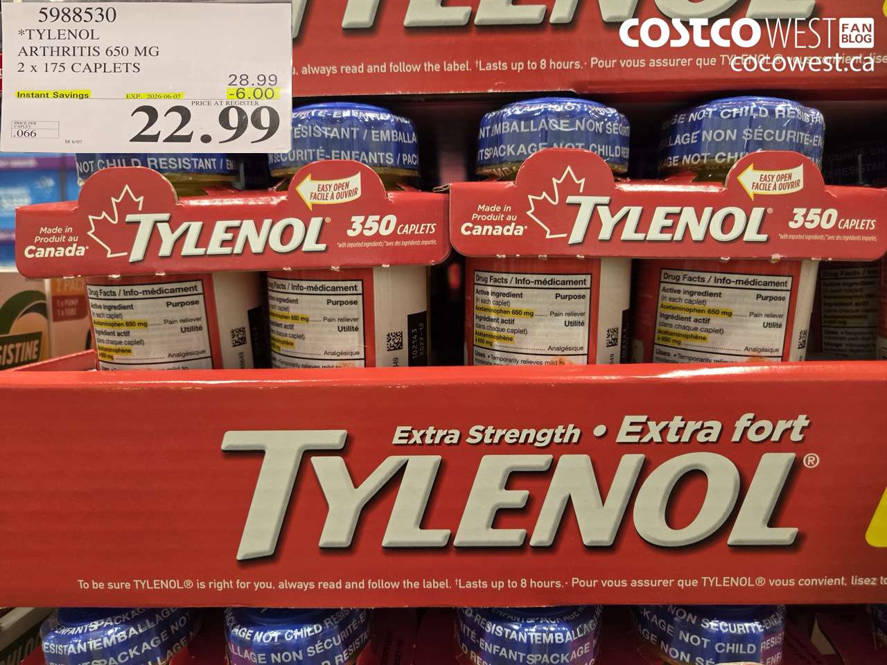 TYLENOL ARTHRITIS 650 MG 2 X 175 CAPLETS