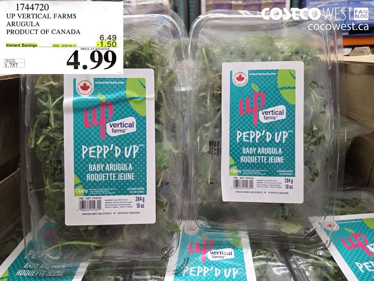 UP VERTICAL FARMS ARUGULA PRODUCT OF CANADA