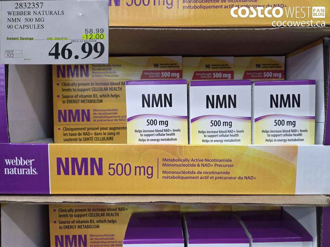 WEBBER NATURALS NMN 500 MG 90 CAPSULES