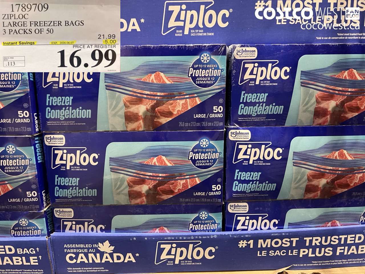 ZIPLOC LARGE FREEZER BAGS 3 PACKS OF 50