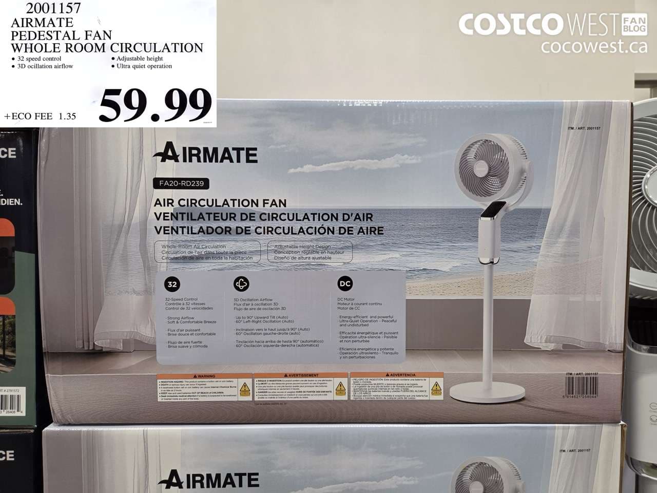 AIRMATE PEDESTAL FAN WHOLE ROOM CIRCULATION