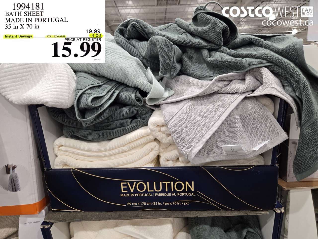 BATH SHEET MADE IN PORTUGAL 35 IN X 70 IN
