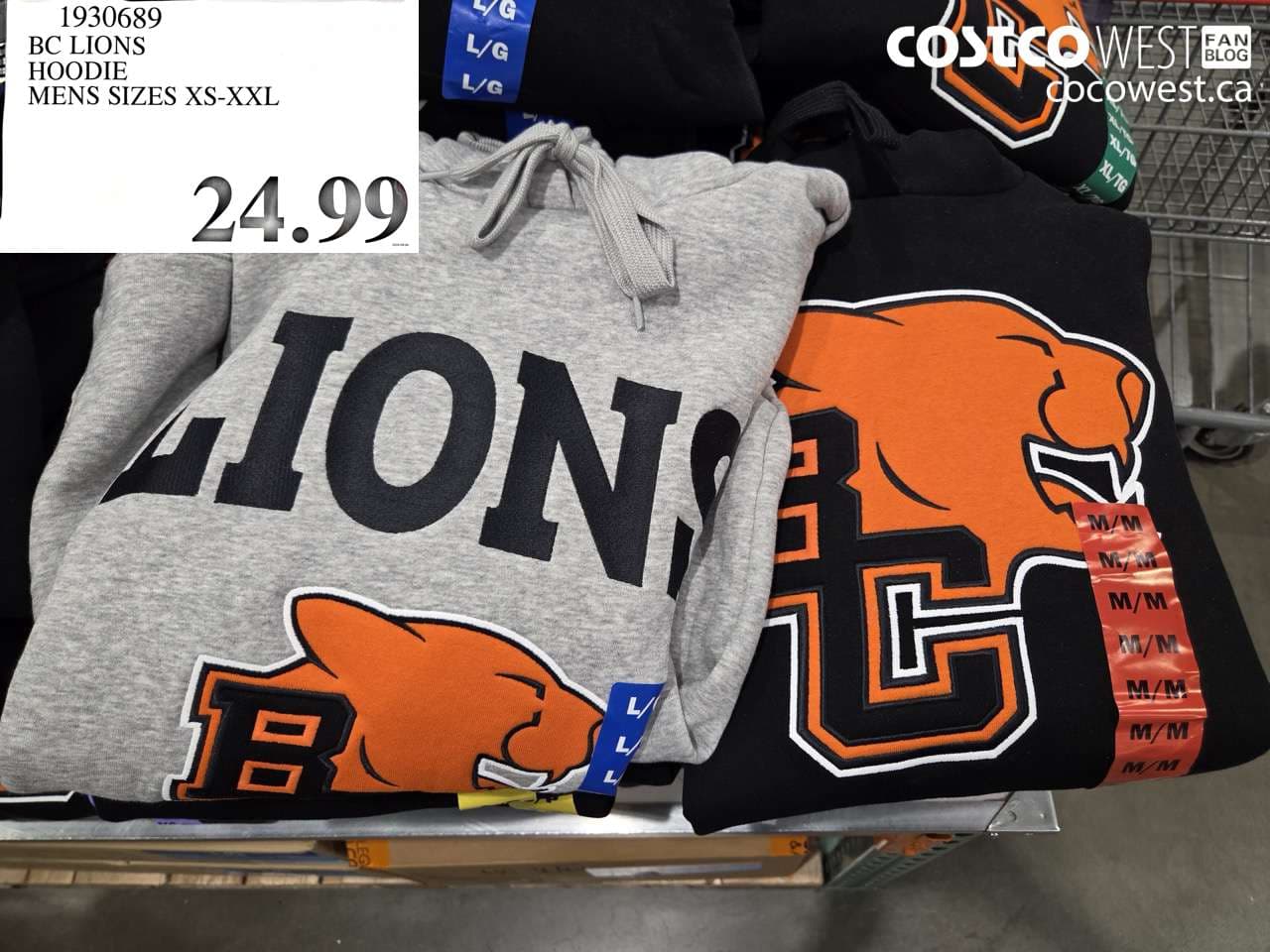 BC LIONS HOODIE MENS SIZES XS-XXL