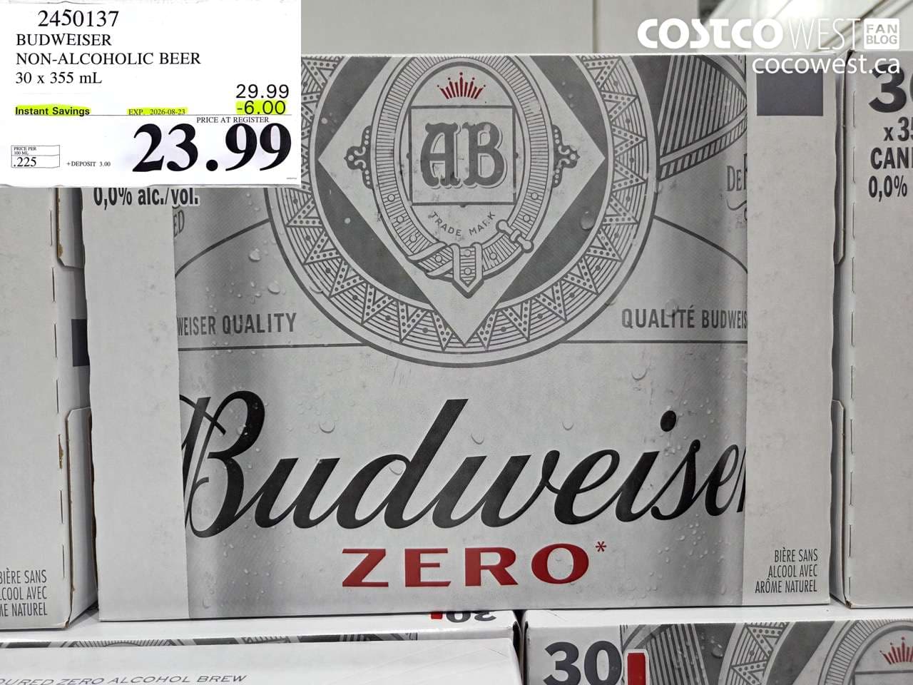 BUDWEISER NON-ALCOHOLIC BEER 30 X 355 ML