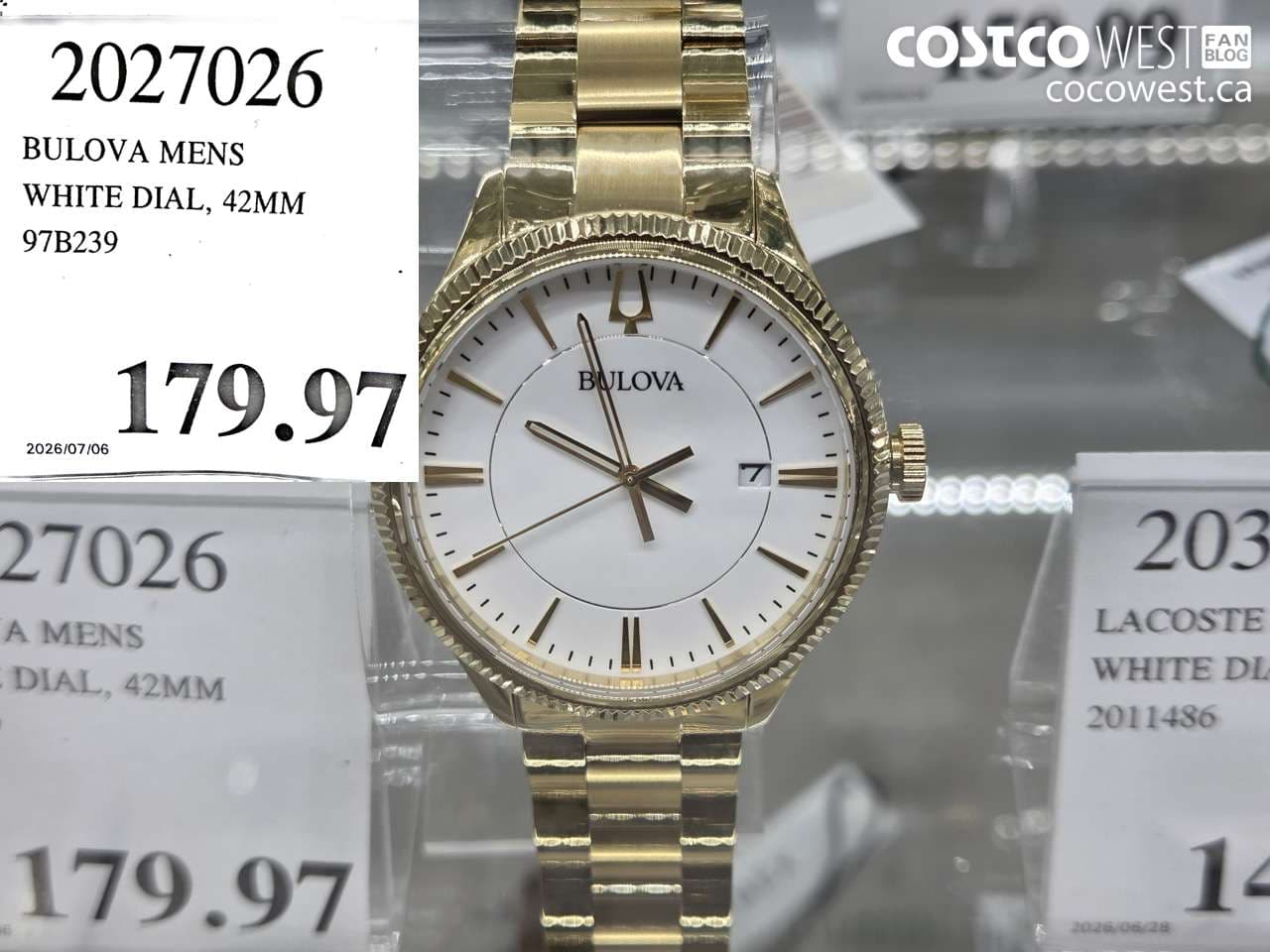 BULOVA MENS WHITE DIAL, 42MM 97B239