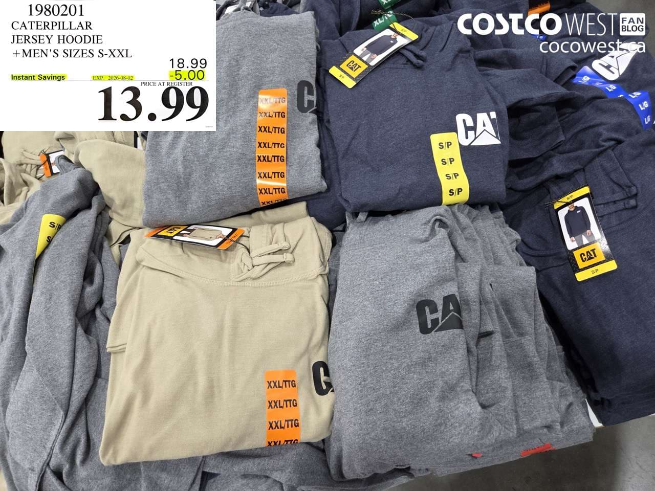 CATERPILLAR JERSEY HOODIE MEN’S SIZES S-XXL