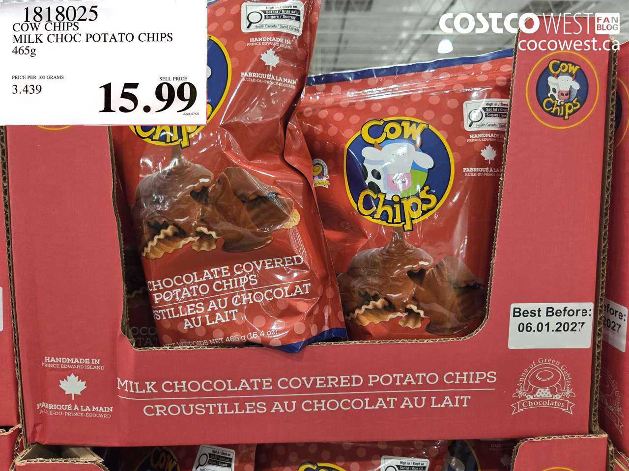 COW CHIPS MILK CHOC POTATO CHIPS 465G