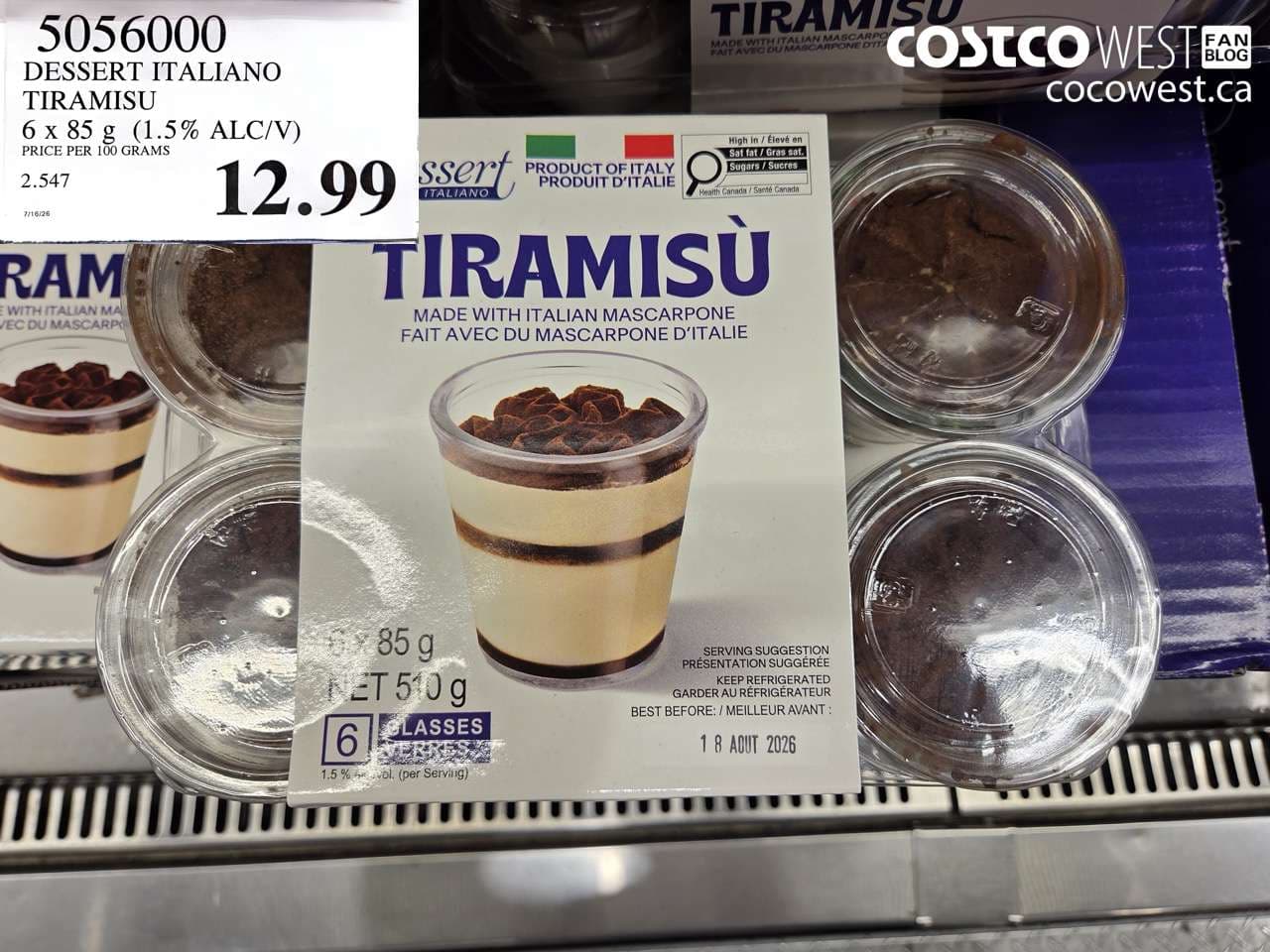 DESSERT ITALIANO TIRAMISU 6 X 85 G (1.5% ALC/V)