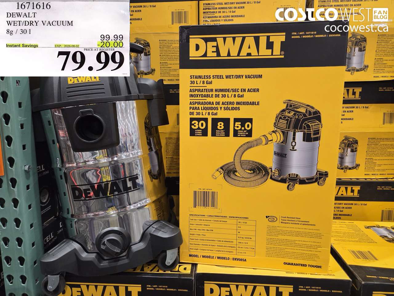 DEWALT WET/DRY VACUUM 8G / 30 L