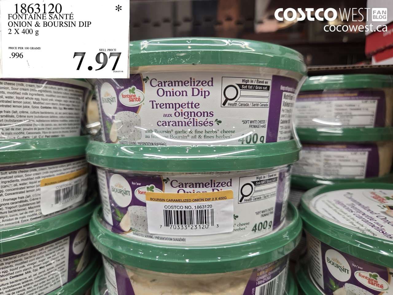 FONTAINE SANTÉ ONION & BOURSIN DIP 2 X 400 G