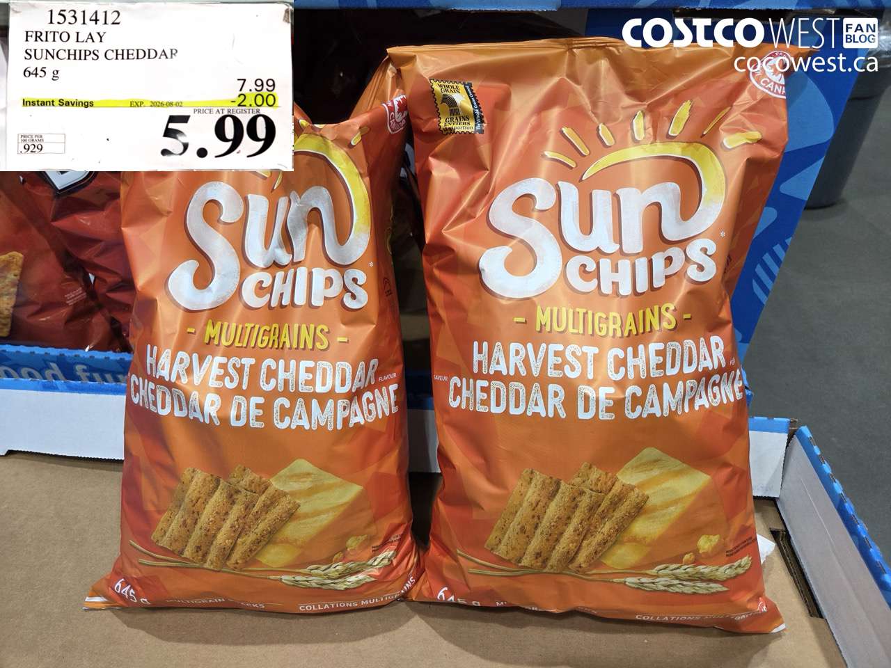 FRITO LAY SUNCHIPS CHEDDAR 645 G