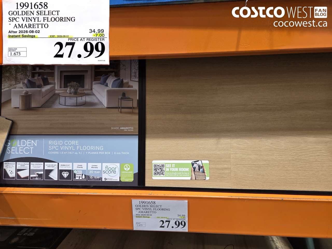 GOLDEN SELECT SPC VINYL FLOORING AMARETTO