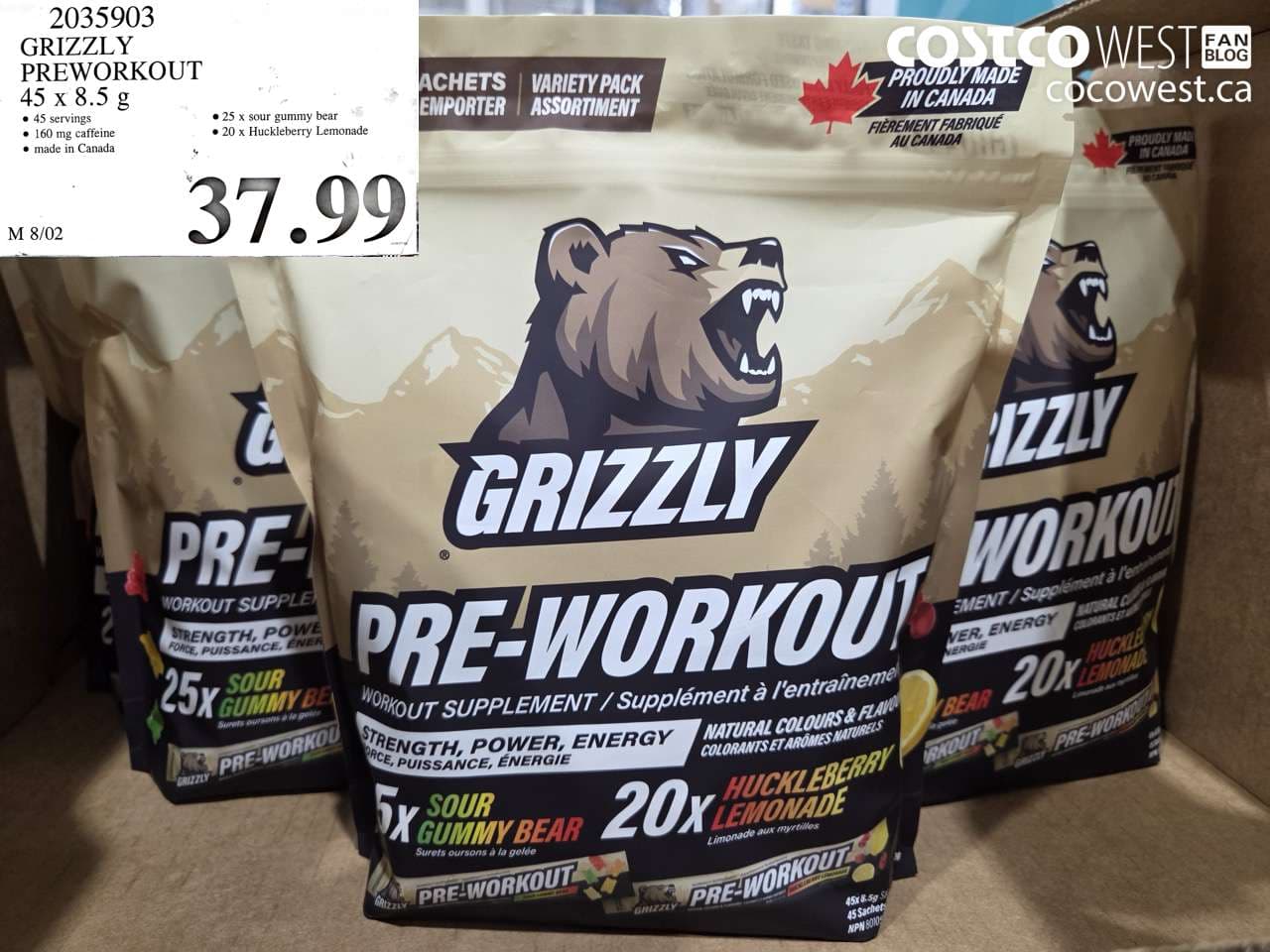 GRIZZLY PREWORKOUT 45 X 8.5 G